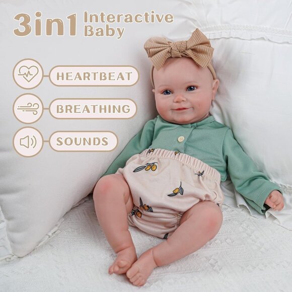 🆕20Inch Realistic Soft Vinyl With Weighted Cloth Body Effie Girl Reborn Baby - Picture 3 of 8